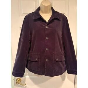 Ralph Lauren Corduroy Blazer Women L Leather Elbow Patch Dark Academia Jacket